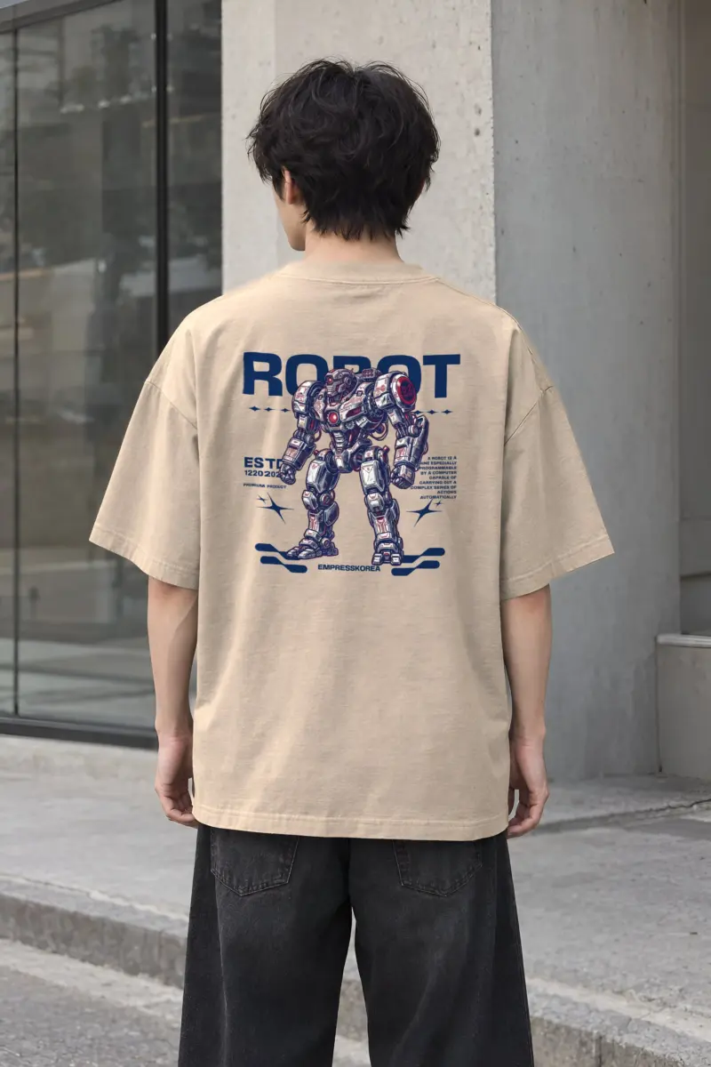 "Robot" Men's Oversized Heavyweight Crewneck T-Shirt