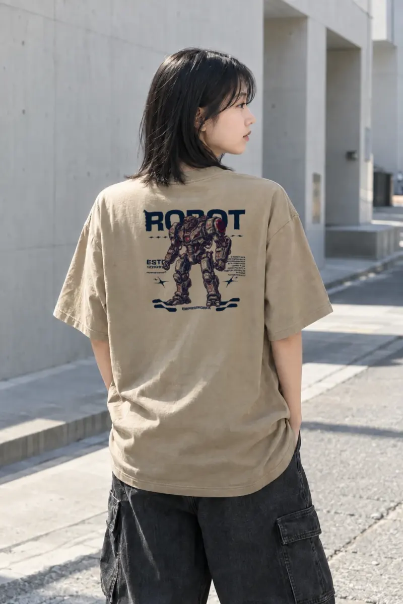 “Robot” Men's Oversized Heavyweight Crewneck T-Shirt | Shaka Wear SHMHSS