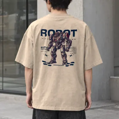 "Robot" Men's Oversized Heavyweight Crewneck T-Shirt