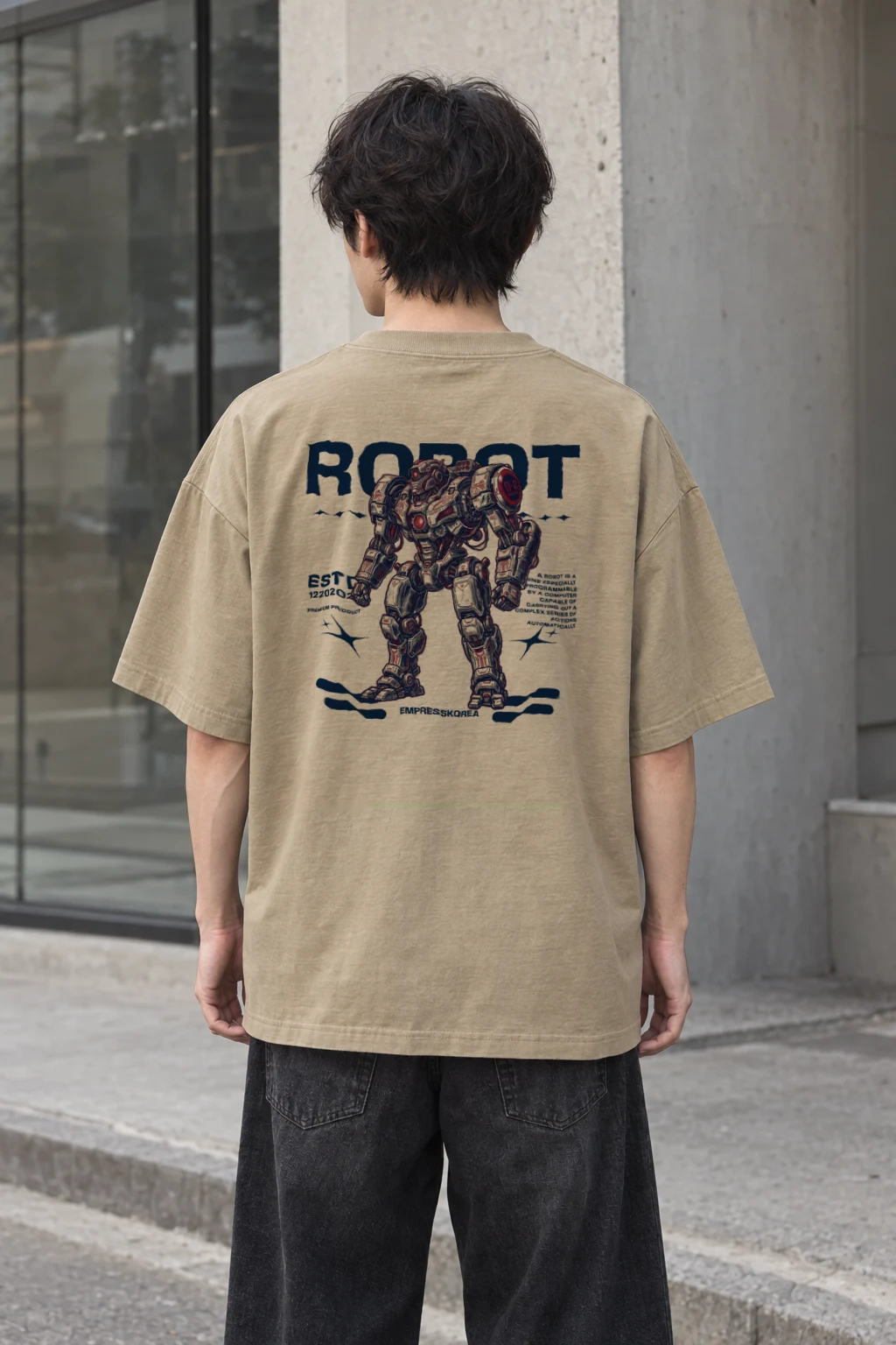 "Robot" Men's Oversized Heavyweight Crewneck T-Shirt