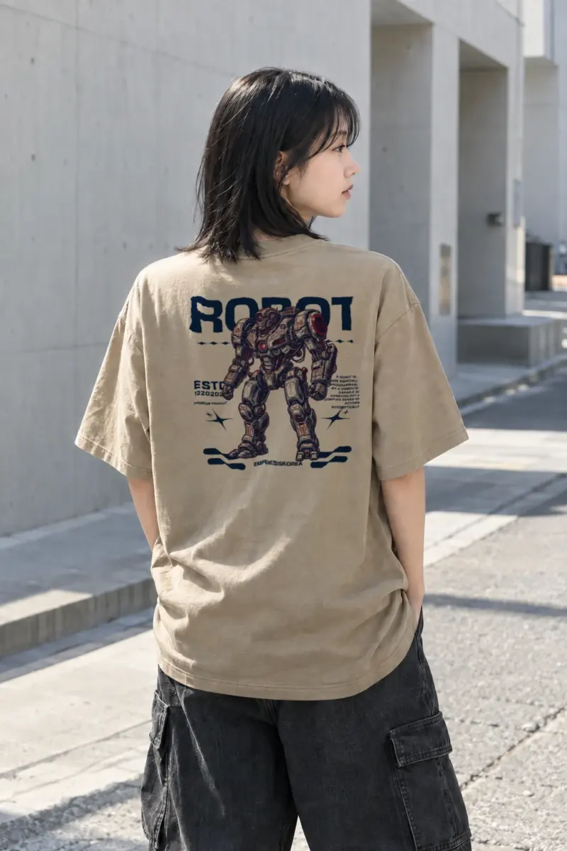 “Robot” Men's Oversized Heavyweight Crewneck T-Shirt | Shaka Wear SHMHSS
