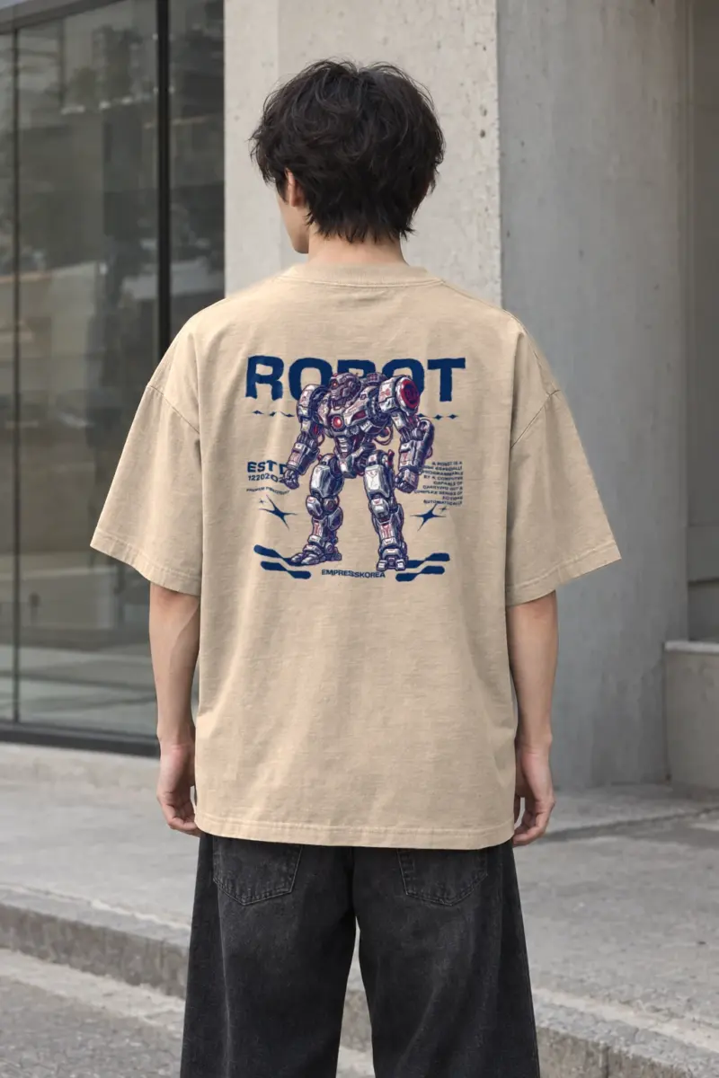 "Robot" Men's Oversized Heavyweight Crewneck T-Shirt
