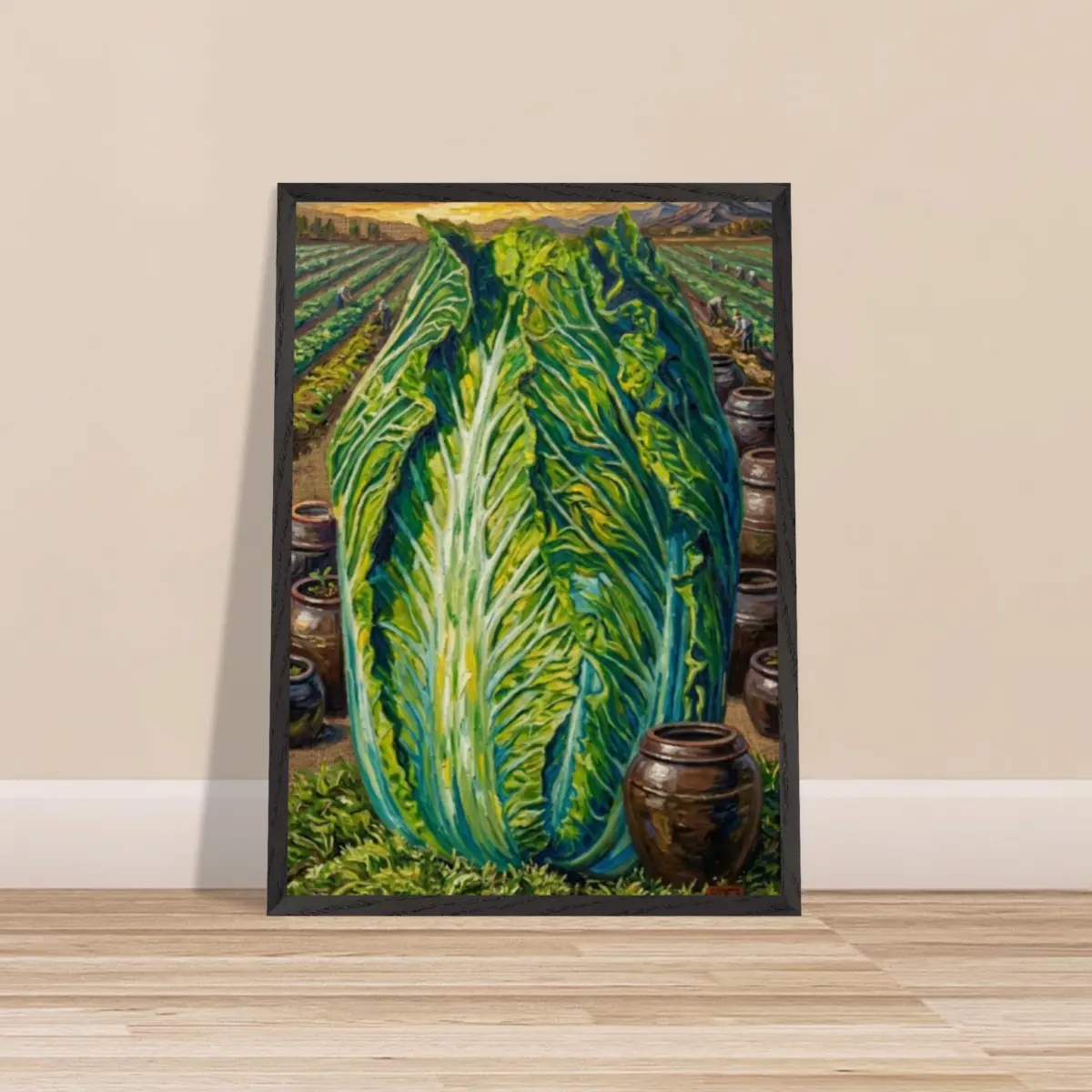 "Cabbage and Onggi" Premium Wooden Framed Poster With Museum-Quality Matte Paper