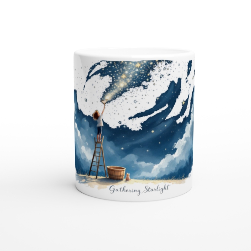 "Gathering starlight" White 11oz Ceramic Mug
