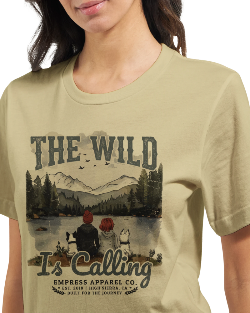 Alternative view of "The wild is calling" Premium Unisex Crewneck T-shirt | Bella + Canvas 3001