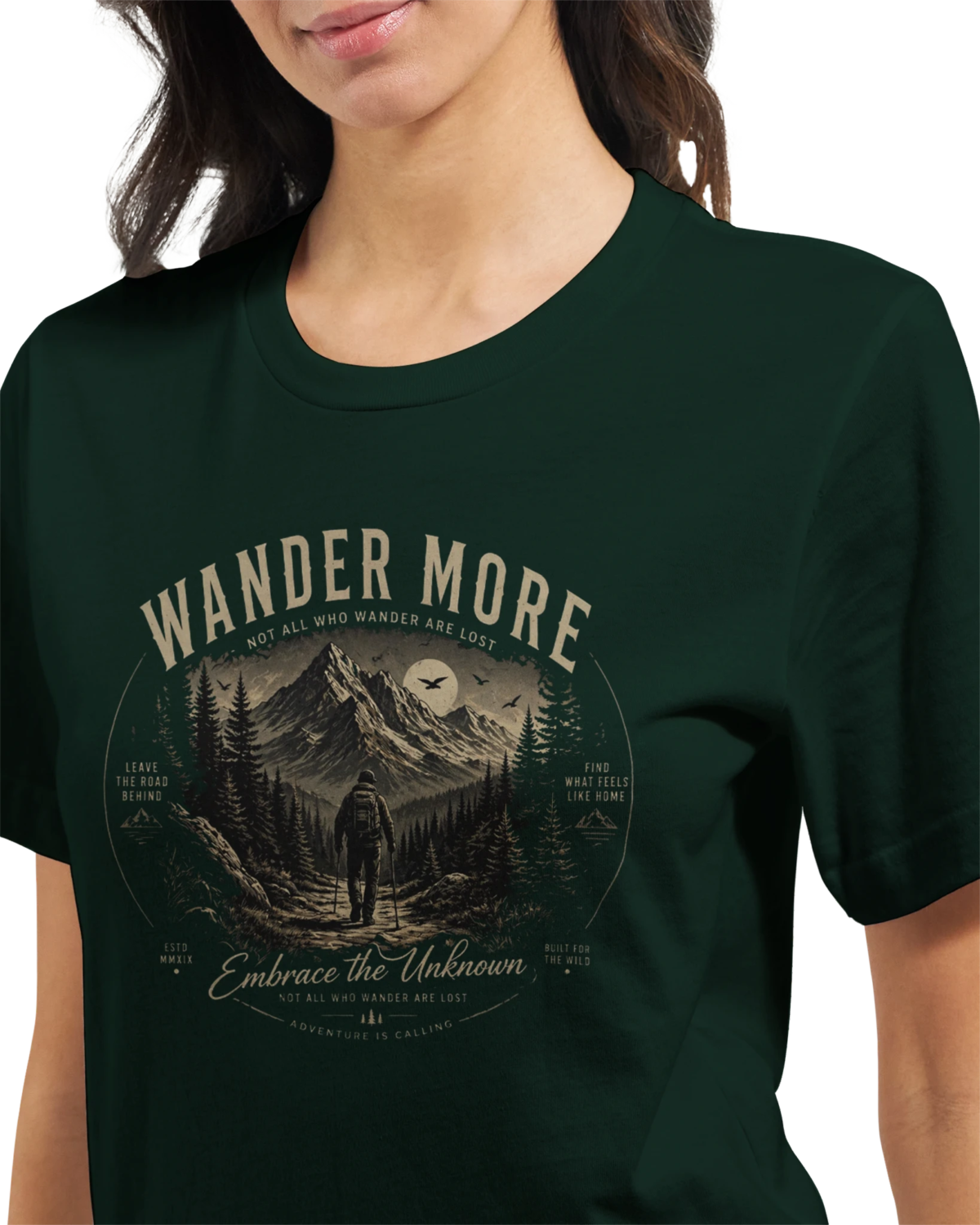 "Wander more" Premium Unisex Crewneck T-shirt | Bella + Canvas 3001