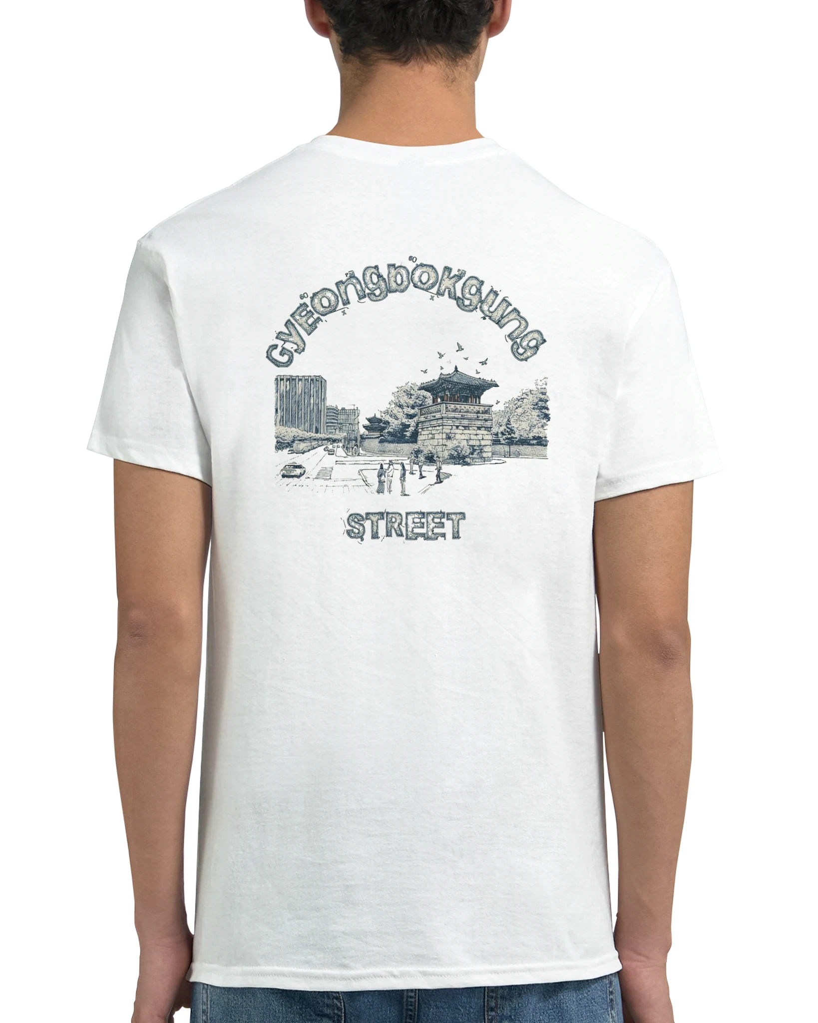 "Kyoengbokgung street" Heavyweight Unisex Crewneck T-shirt | Gildan® 5000 - Image 2