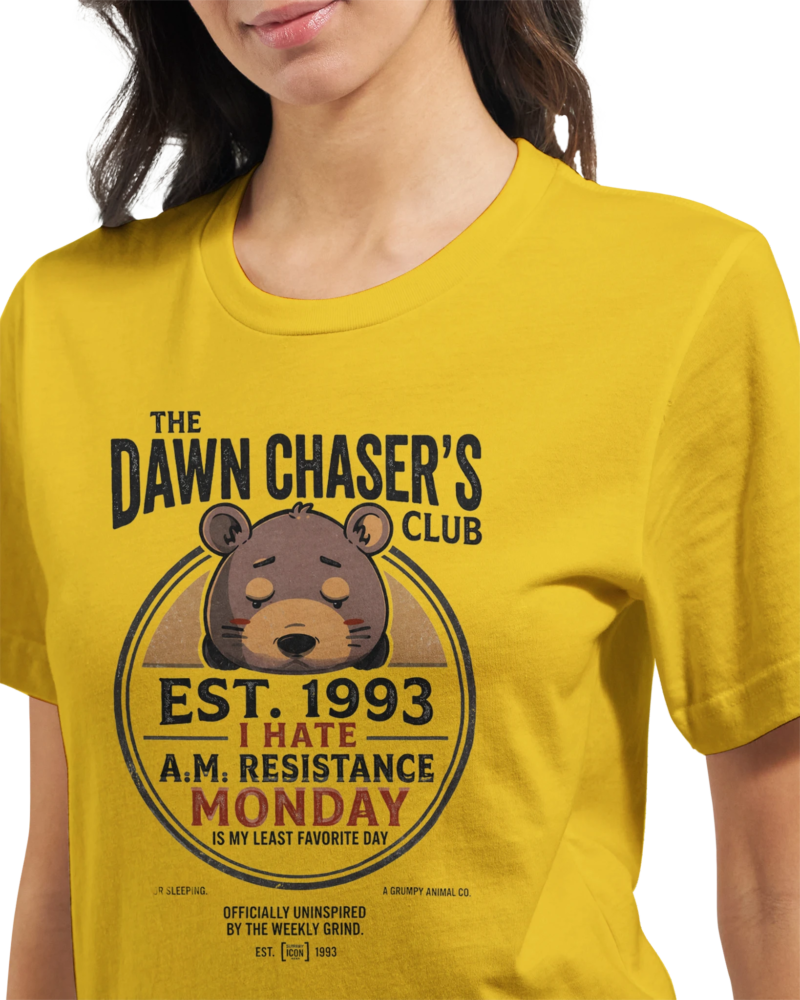 Alternative view of "The dawn chaser's club" Premium Unisex Crewneck T-shirt | Bella + Canvas 3001
