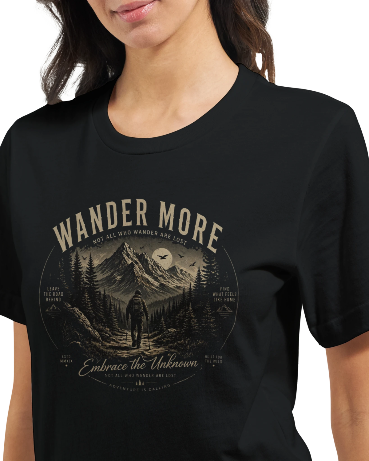 "Wander more" Premium Unisex Crewneck T-shirt | Bella + Canvas 3001