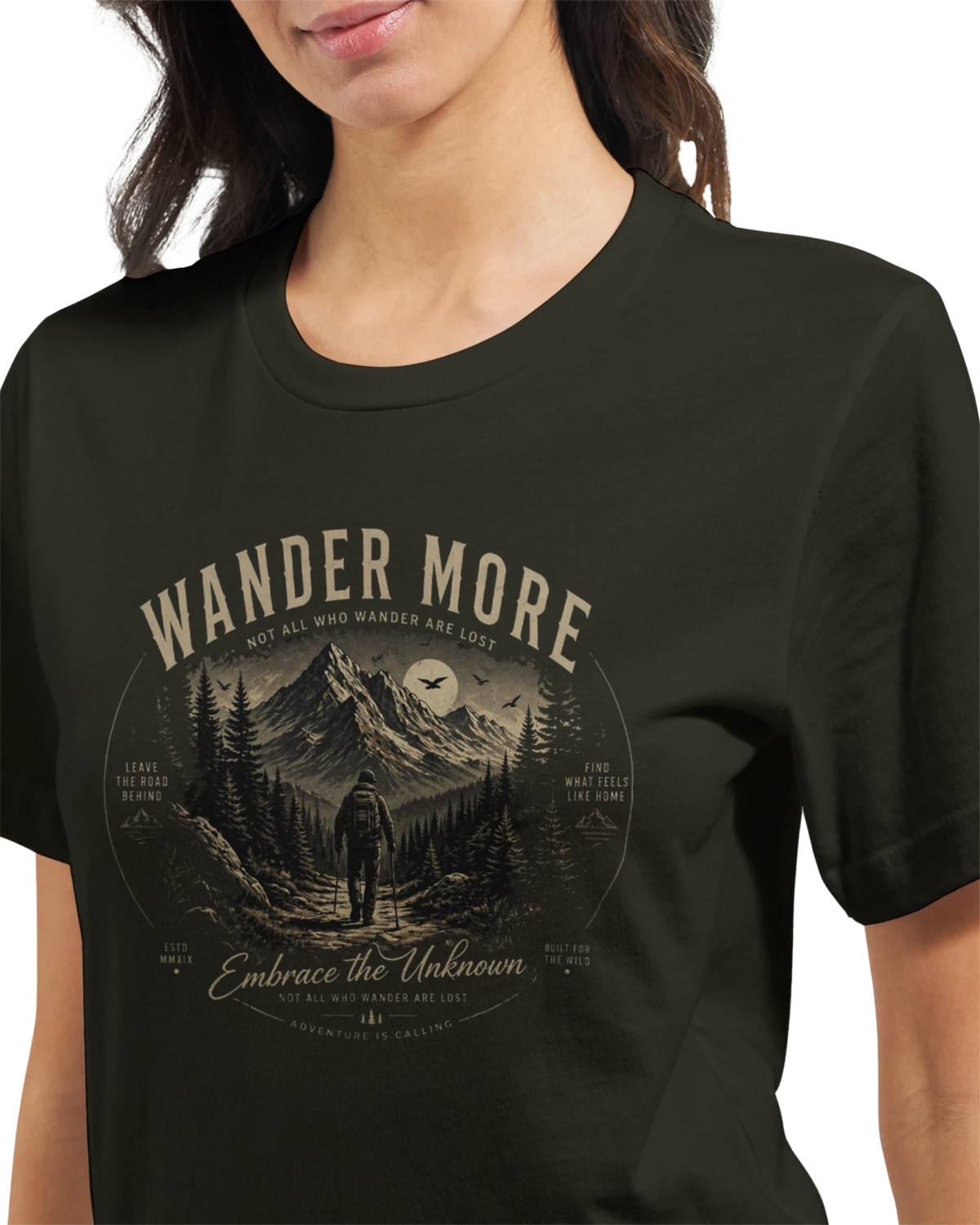 "Wander more" Premium Unisex Crewneck T-shirt | Bella + Canvas 3001