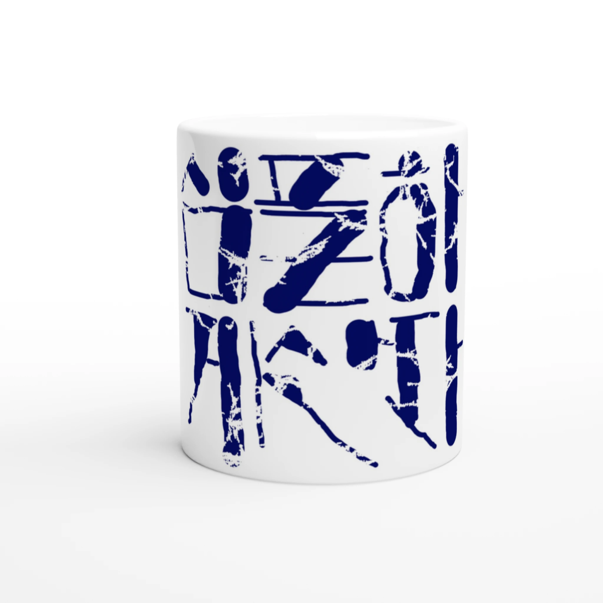 "Live Simply" Korean Calligraphy 11oz Ceramic Mug - White Glossy Coffee Cup with Colored Handle & Rim