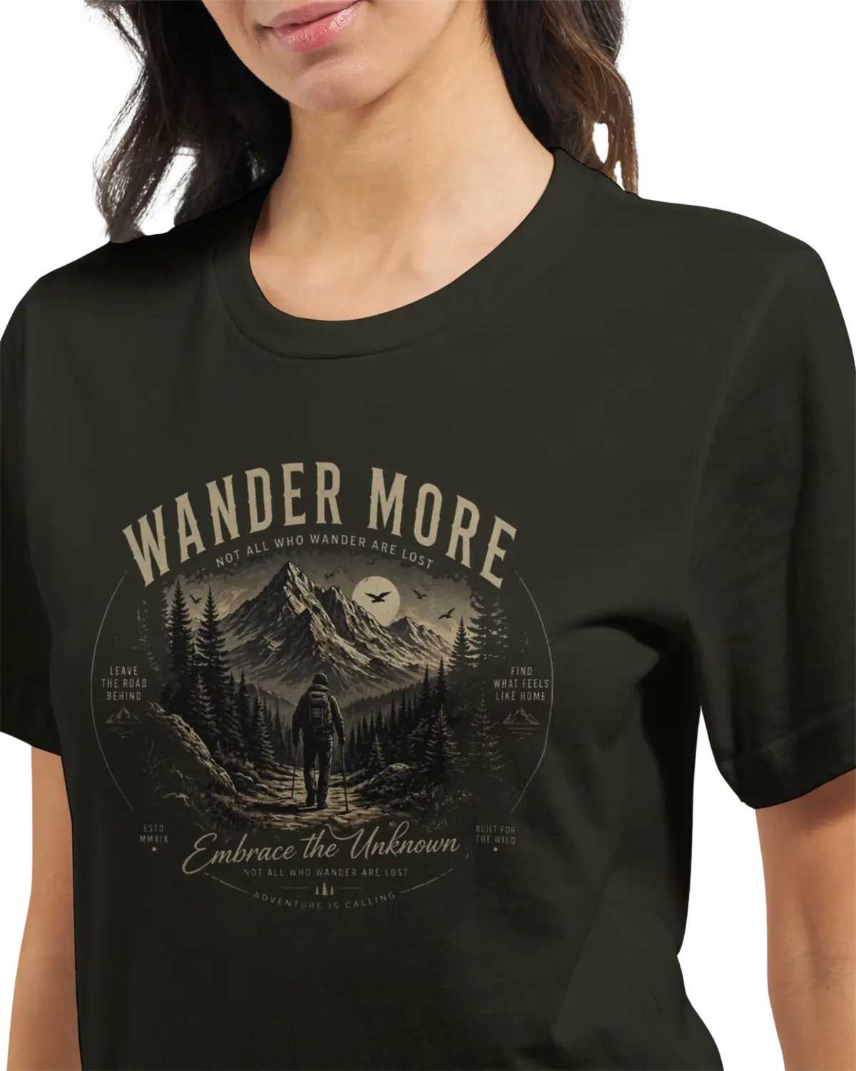 "Wander more" Premium Unisex Crewneck T-shirt | Bella + Canvas 3001