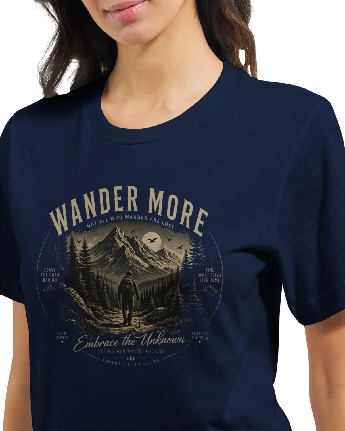 "Wander more" Premium Unisex Crewneck T-shirt | Bella + Canvas 3001