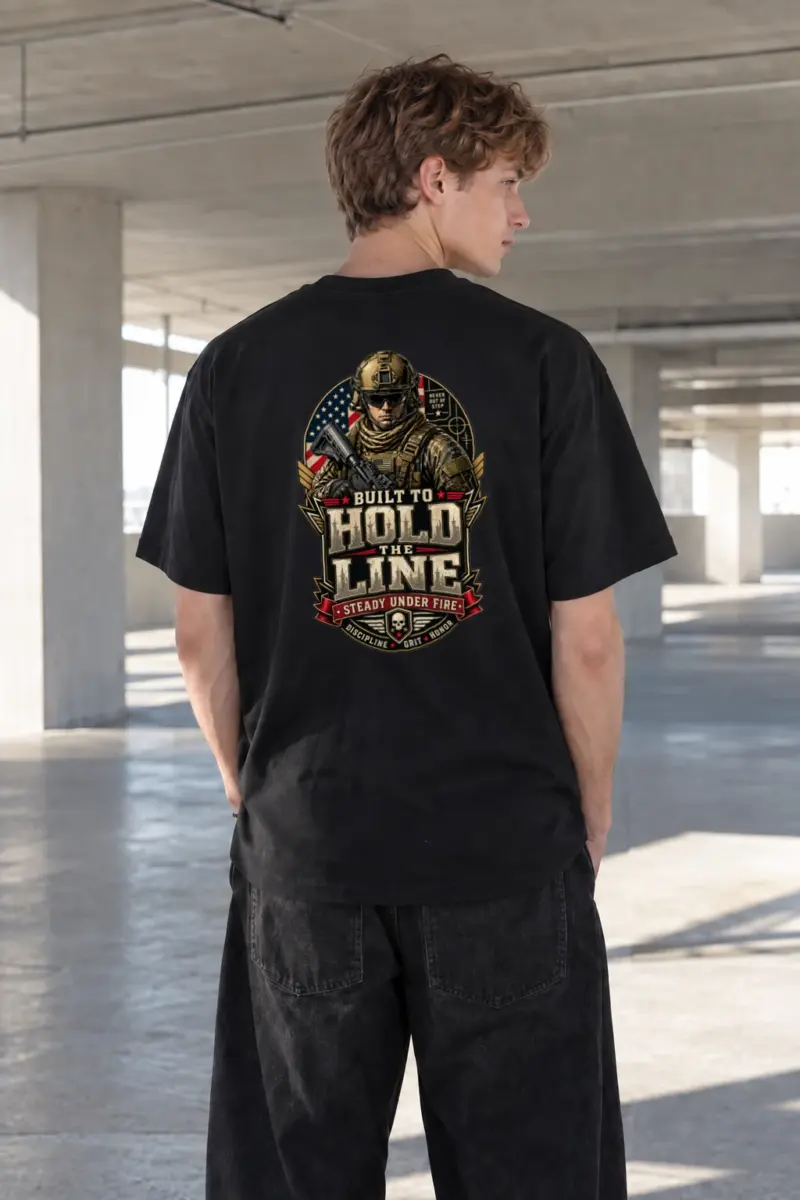 "Hold The Line" Heavyweight Unisex Crewneck T-shirt | Gildan 5000