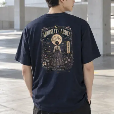 "Moonlit Garden" Heavyweight Unisex Crewneck T-shirt | Gildan 5000