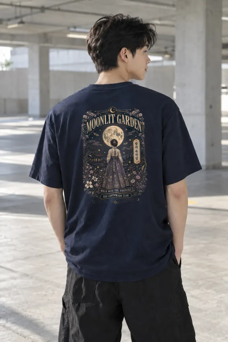 "Moonlit Garden" Heavyweight Unisex Crewneck T-shirt | Gildan 5000