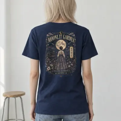 "Moonlit Garden" Heavyweight Unisex Crewneck T-shirt | Gildan 5000