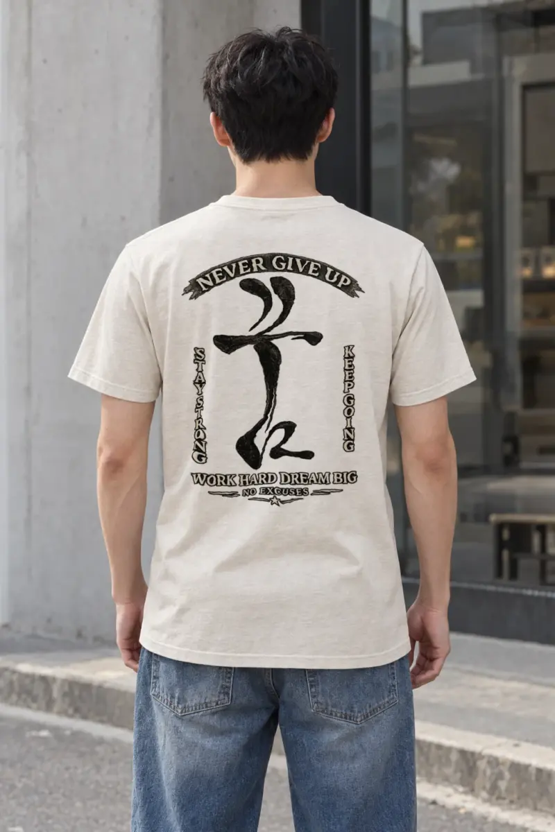"Never Give Up" Heavyweight Unisex Crewneck T-shirt