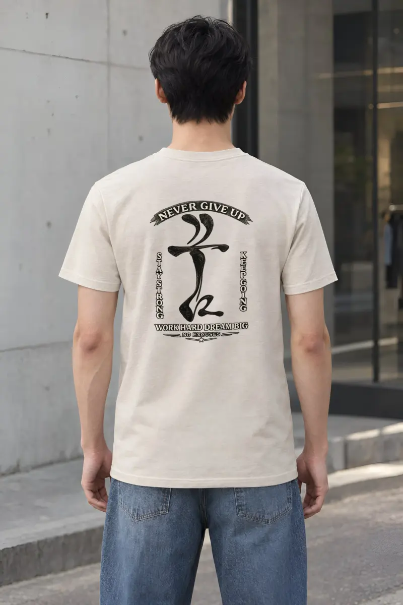 "Never Give Up" Heavyweight Unisex Crewneck T-shirt