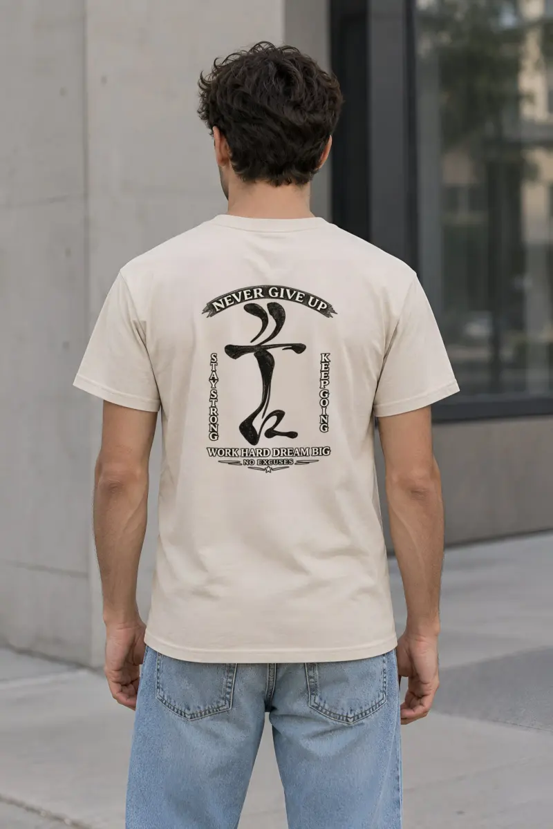 "Never Give Up" Heavyweight Unisex Crewneck T-shirt