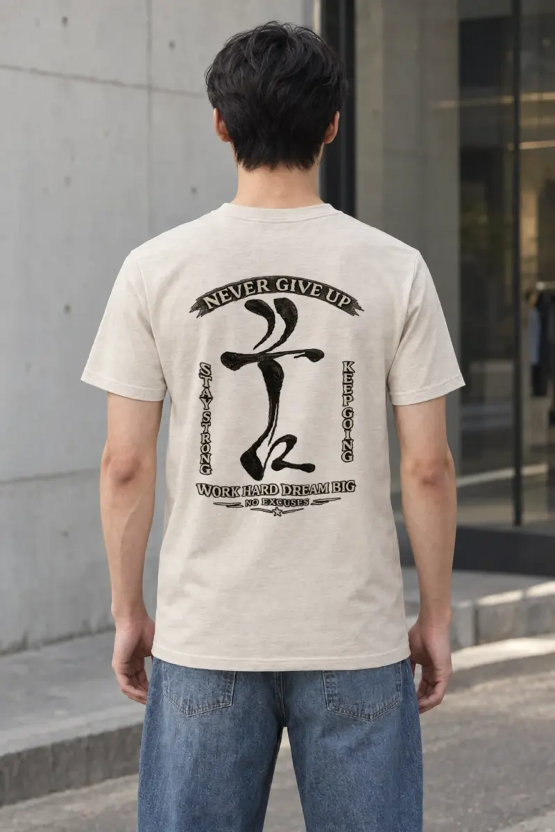 "Never Give Up" Heavyweight Unisex Crewneck T-shirt
