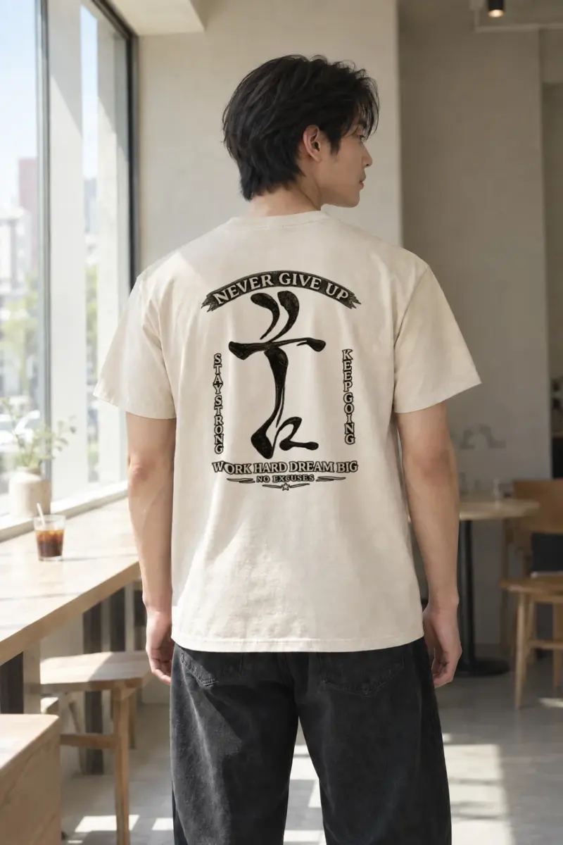 "Never Give Up" Heavyweight Unisex Crewneck T-shirt | Gildan 5000