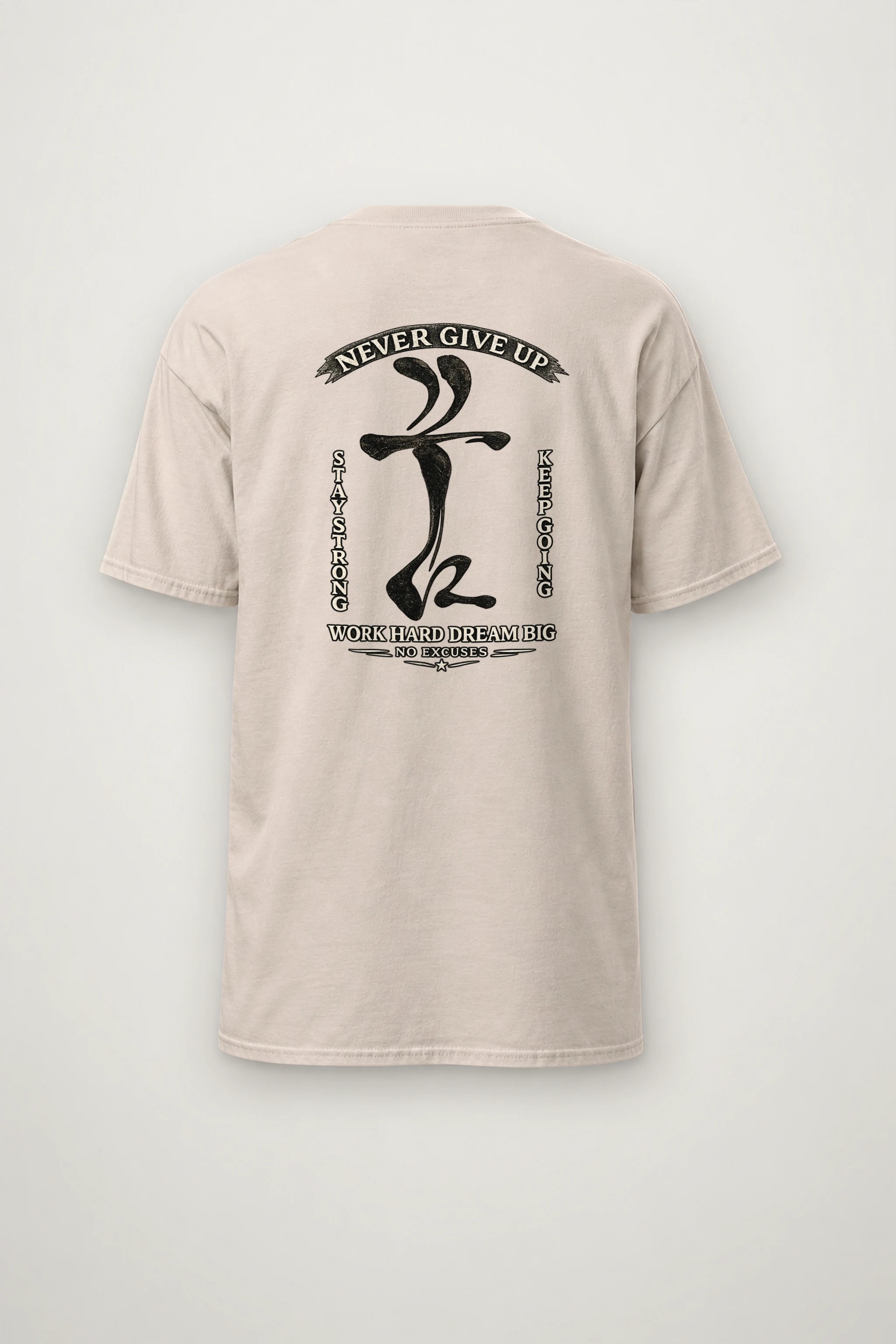 "Never Give Up" Heavyweight Unisex Crewneck T-shirt