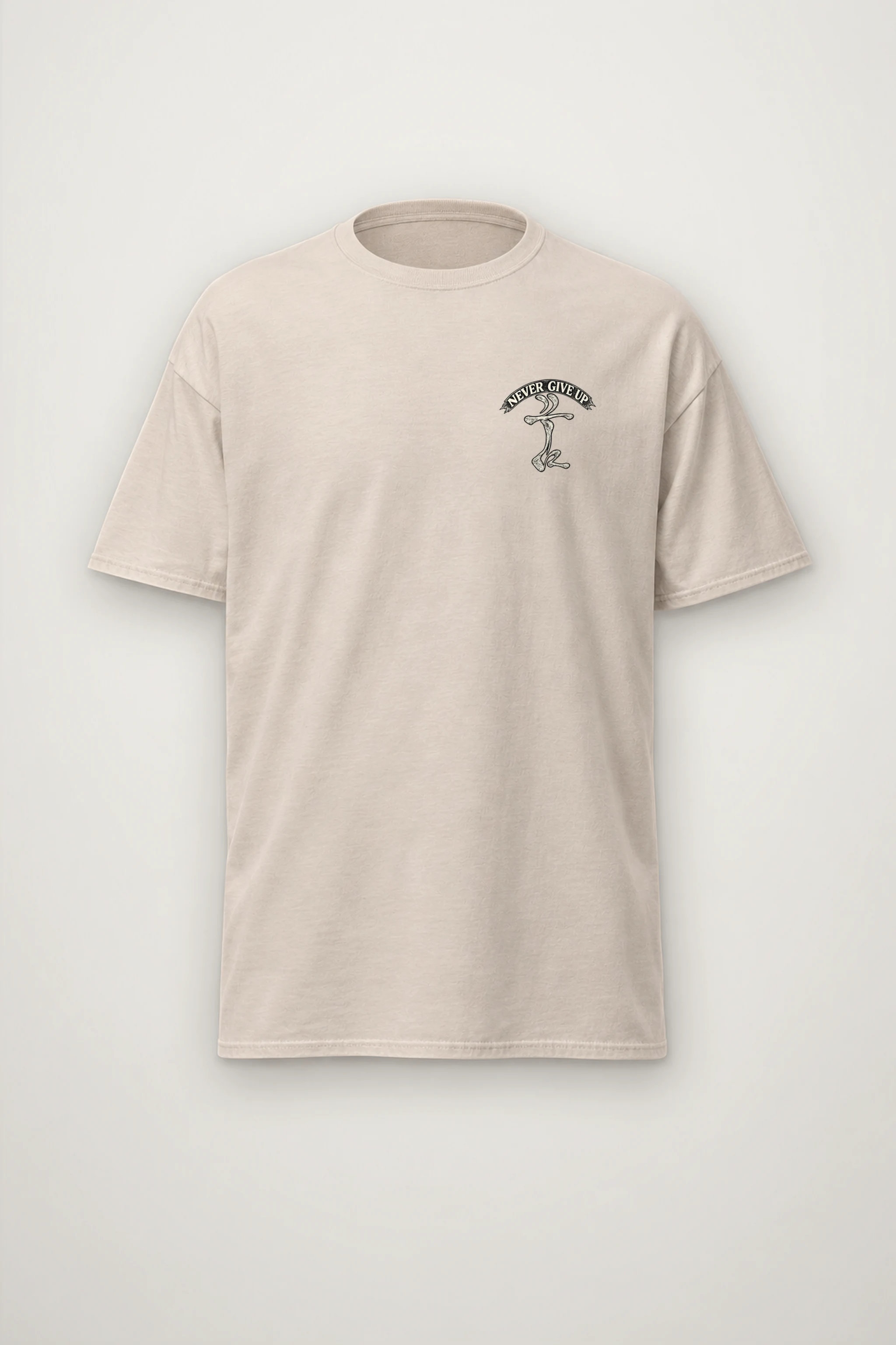 "Never Give Up" Heavyweight Unisex Crewneck T-shirt