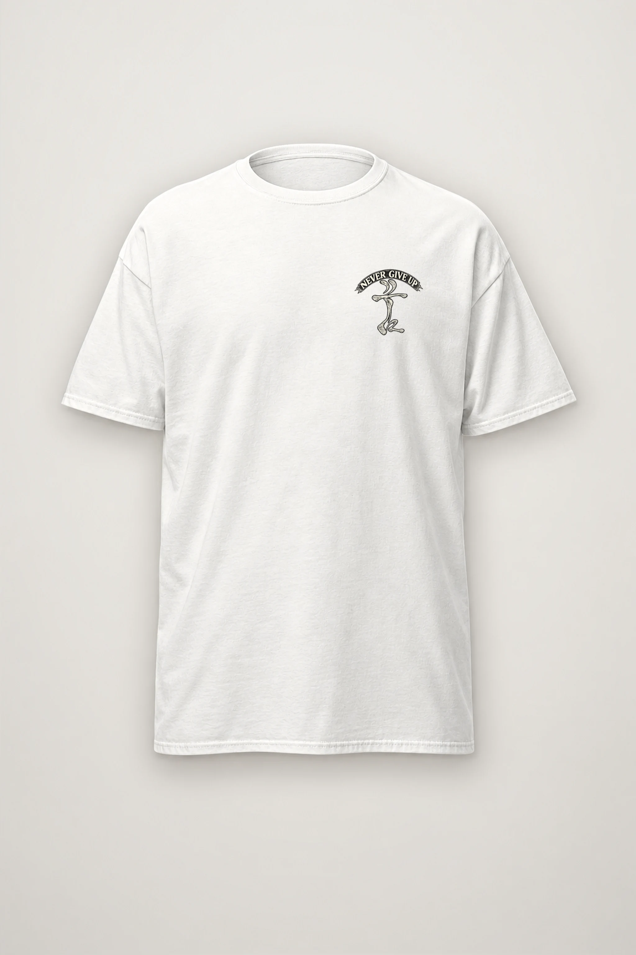 "Never Give Up" Heavyweight Unisex Crewneck T-shirt