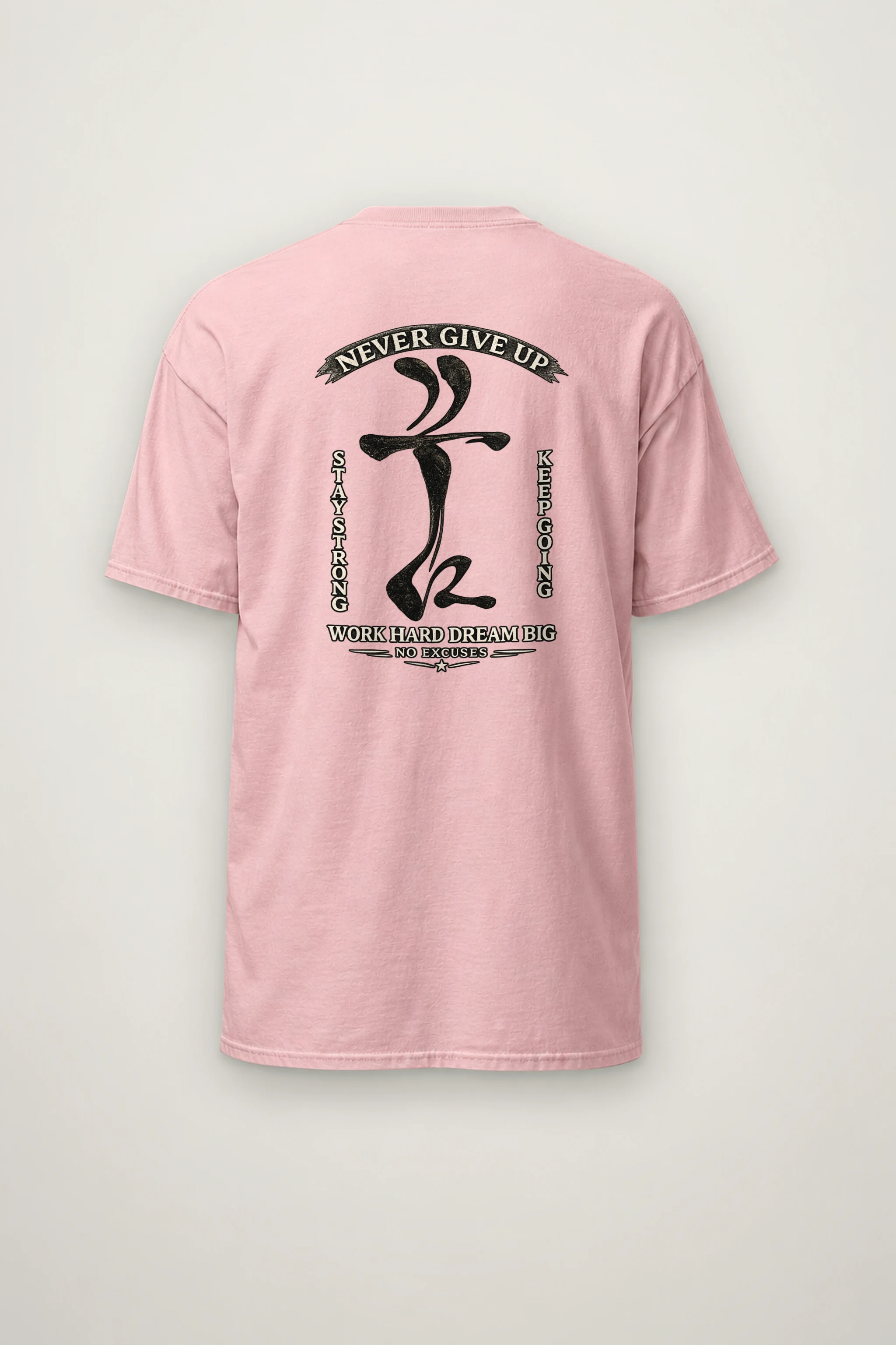 "Never Give Up" Heavyweight Unisex Crewneck T-shirt
