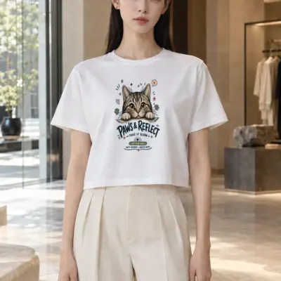 "Paws & Reflect" Women's Crop Tee | Bella + Canvas 8882