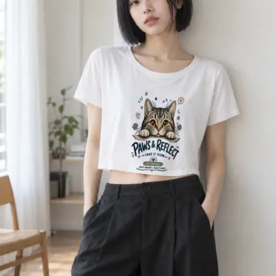 "Paws & Reflect" Women's Crop Tee | Bella + Canvas 8882