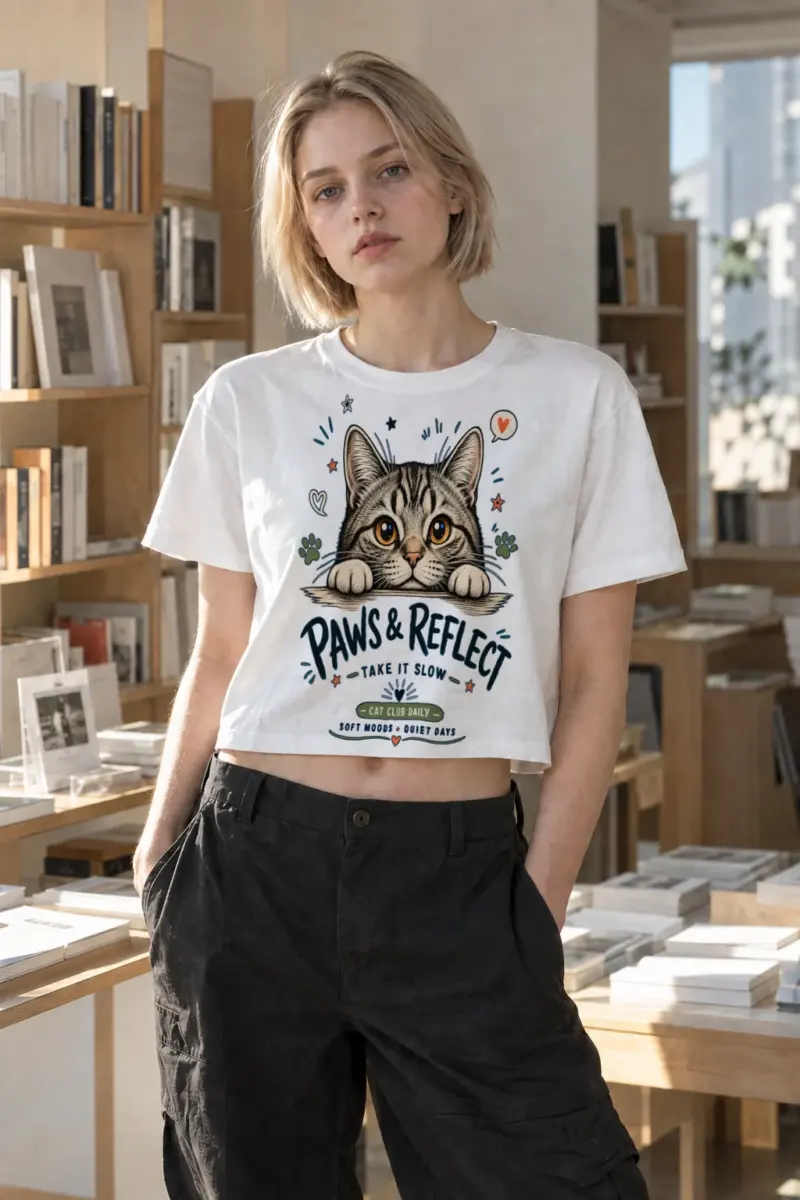"Paws & Reflect" Women's Crop Tee | Bella + Canvas 8882