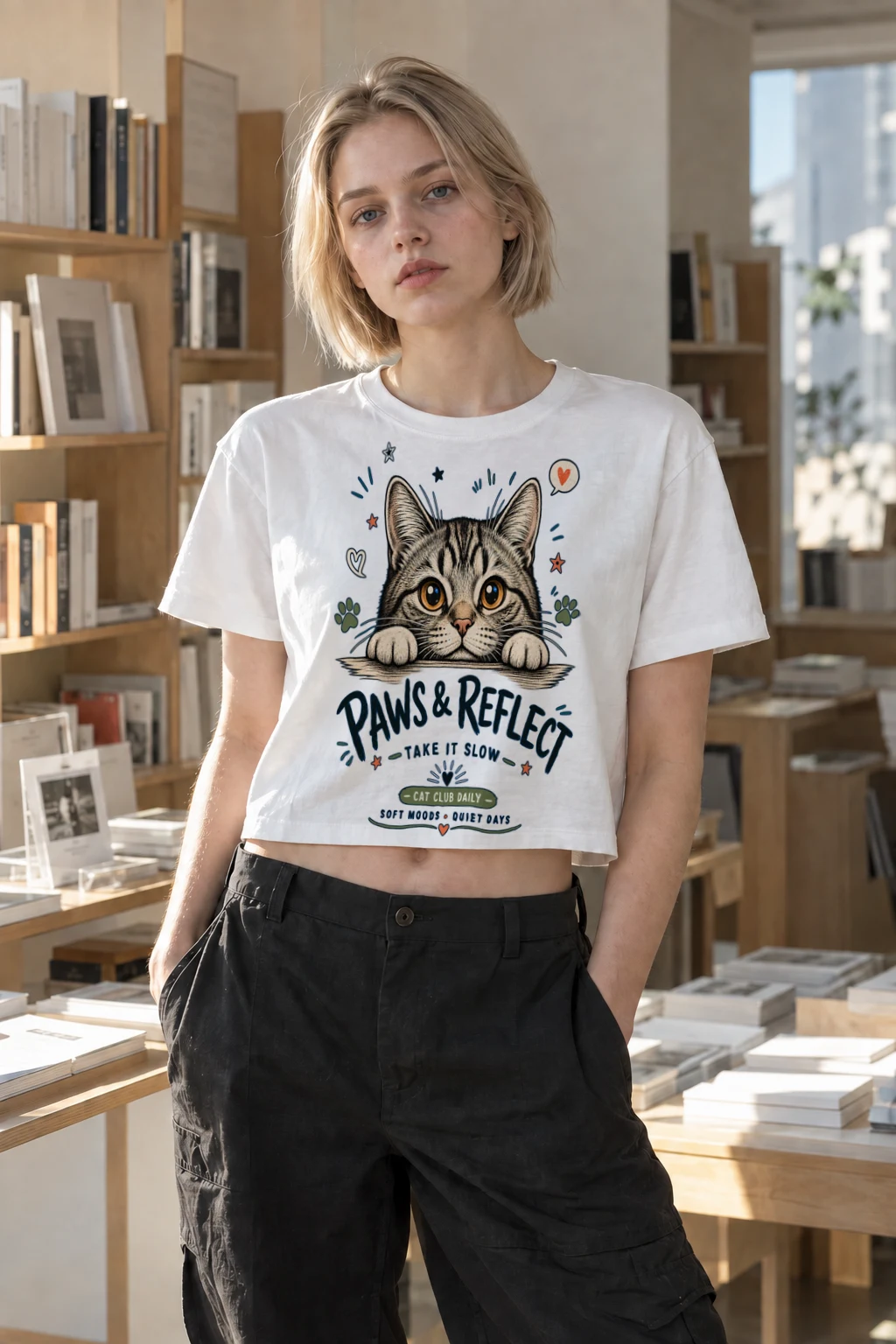 "Paws & Reflect" Women's Crop Tee | Bella + Canvas 8882