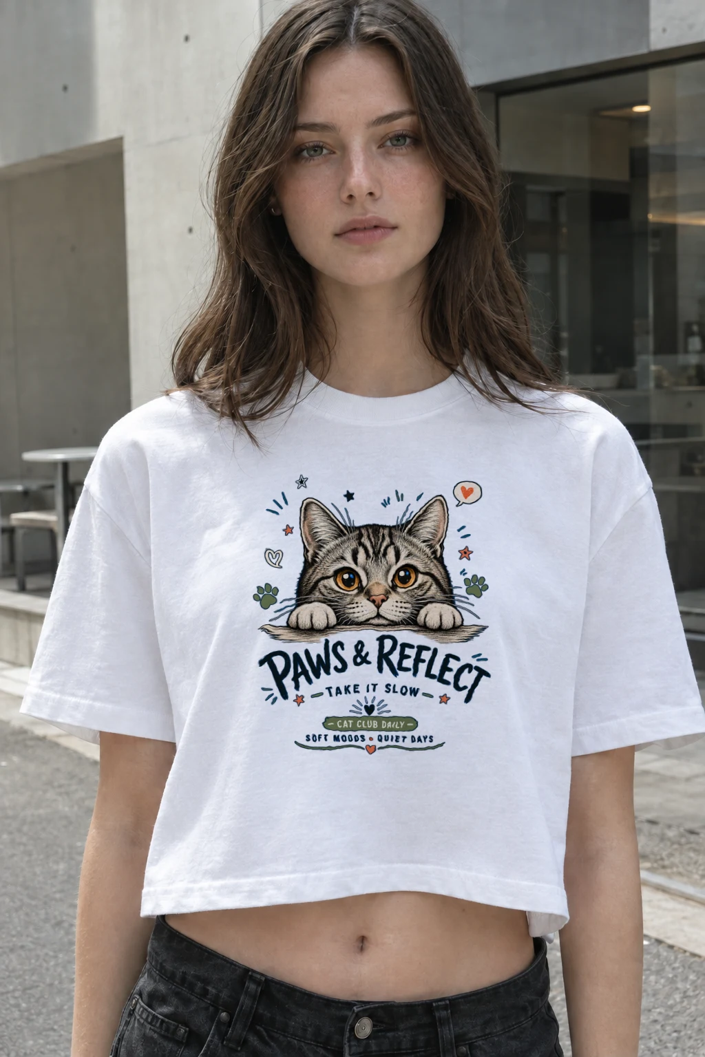 "Paws & Reflect" Women's Crop Tee | Bella + Canvas 8882