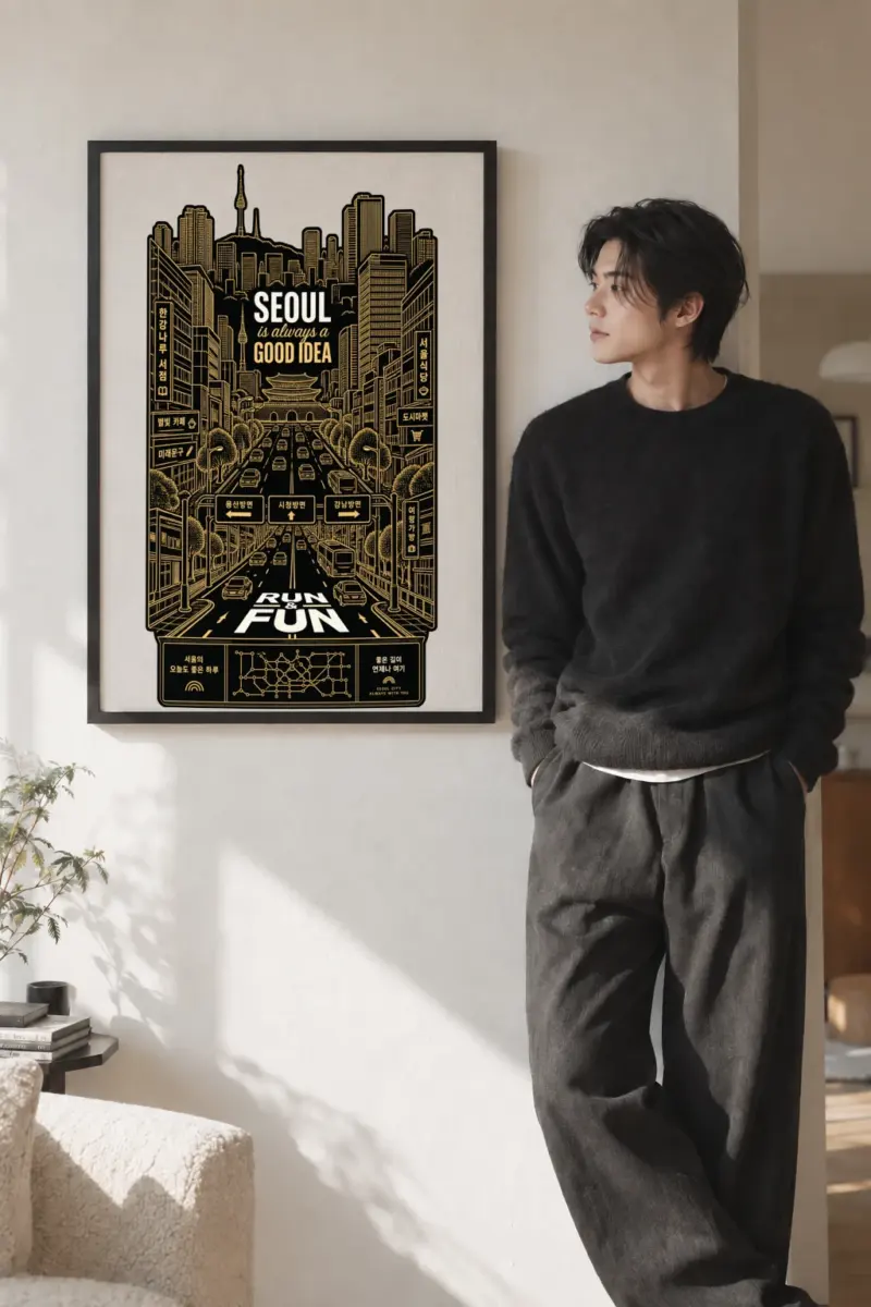 "Seoul Good Idea" Premium Wooden Framed Poster