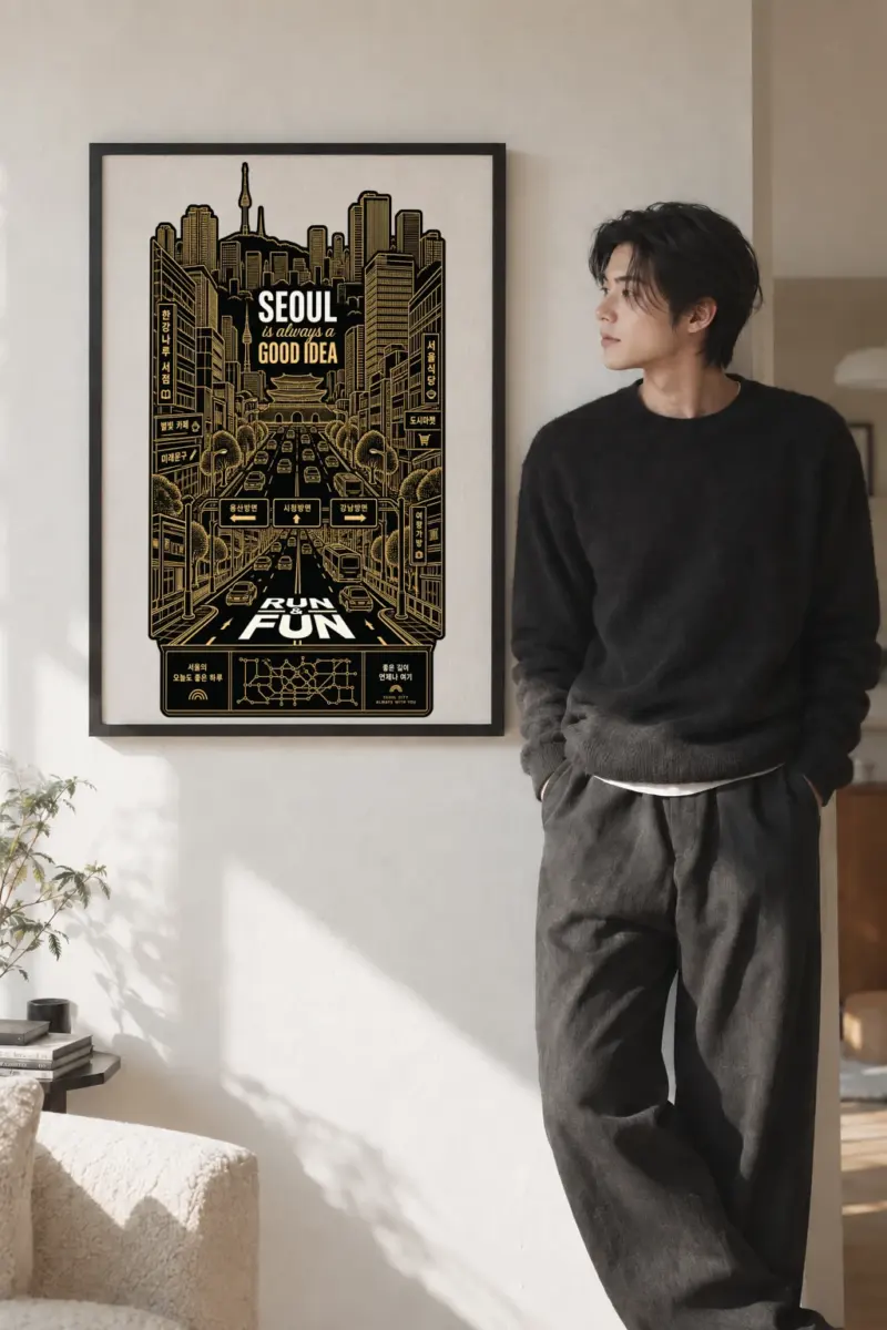 "Seoul Good Idea" Premium Wooden Framed Poster