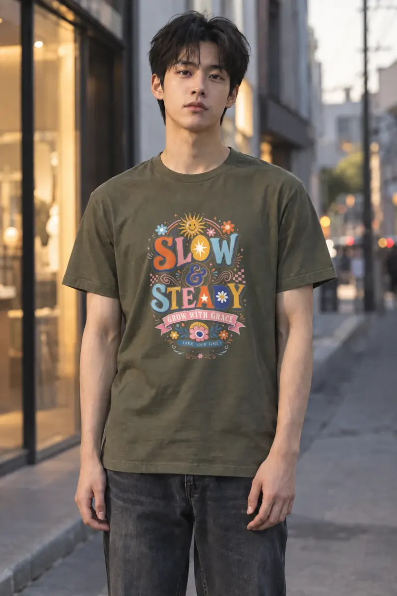 “Slow and steady” Heavyweight Unisex Crewneck T-shirt | Gildan 5000