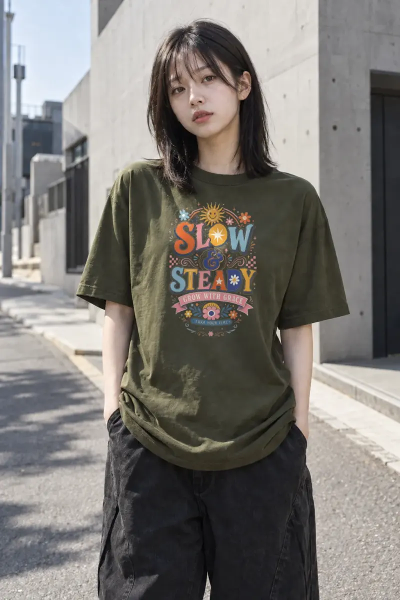 “Slow and steady” Heavyweight Unisex Crewneck T-shirt | Gildan 5000