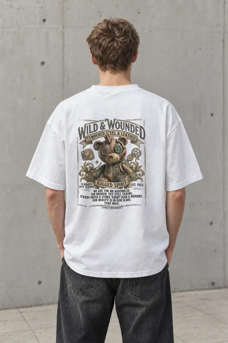 "Stay Wild" Men's Oversized Heavyweight Crewneck T-Shirt
