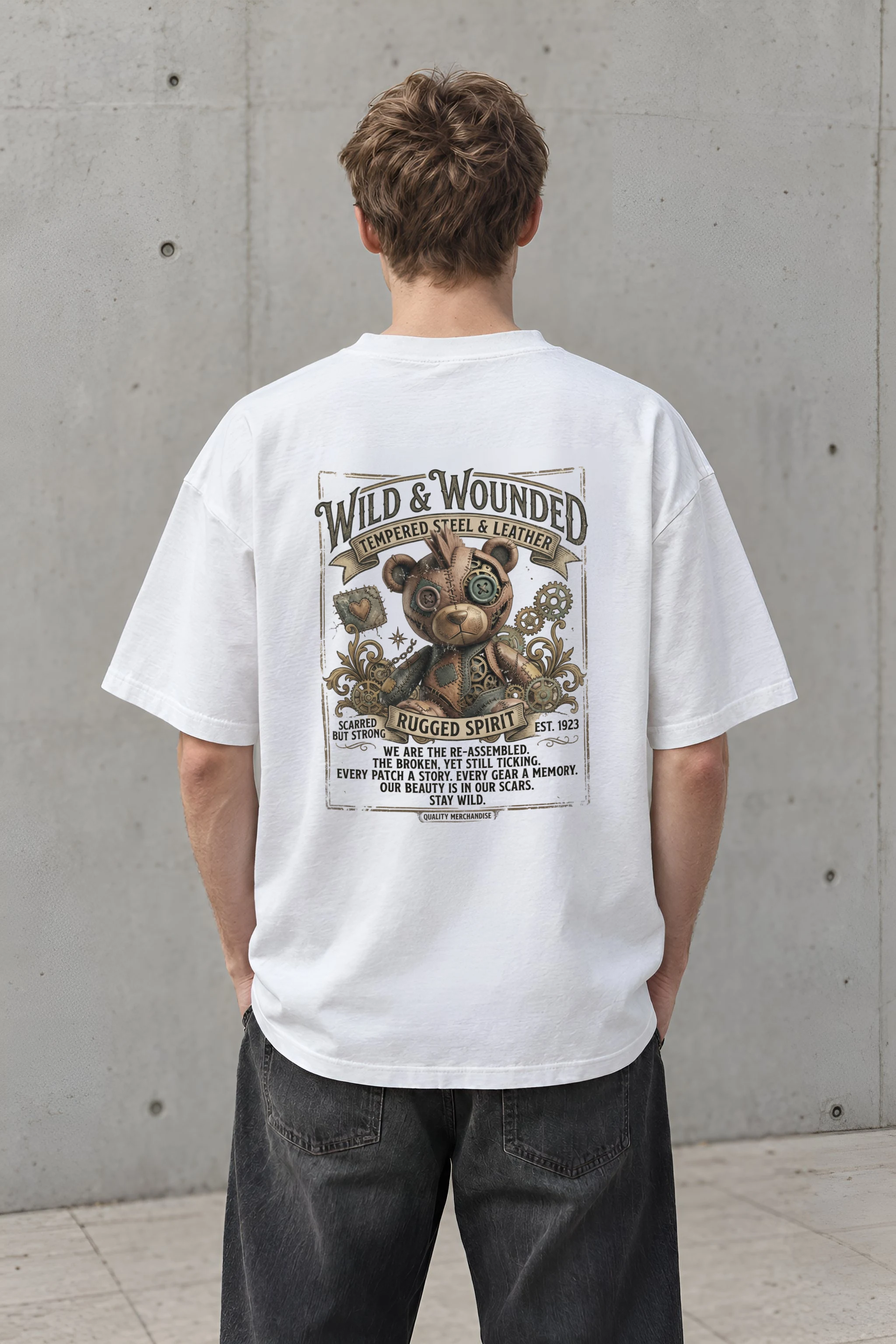 "Stay Wild" Men's Oversized Heavyweight Crewneck T-Shirt