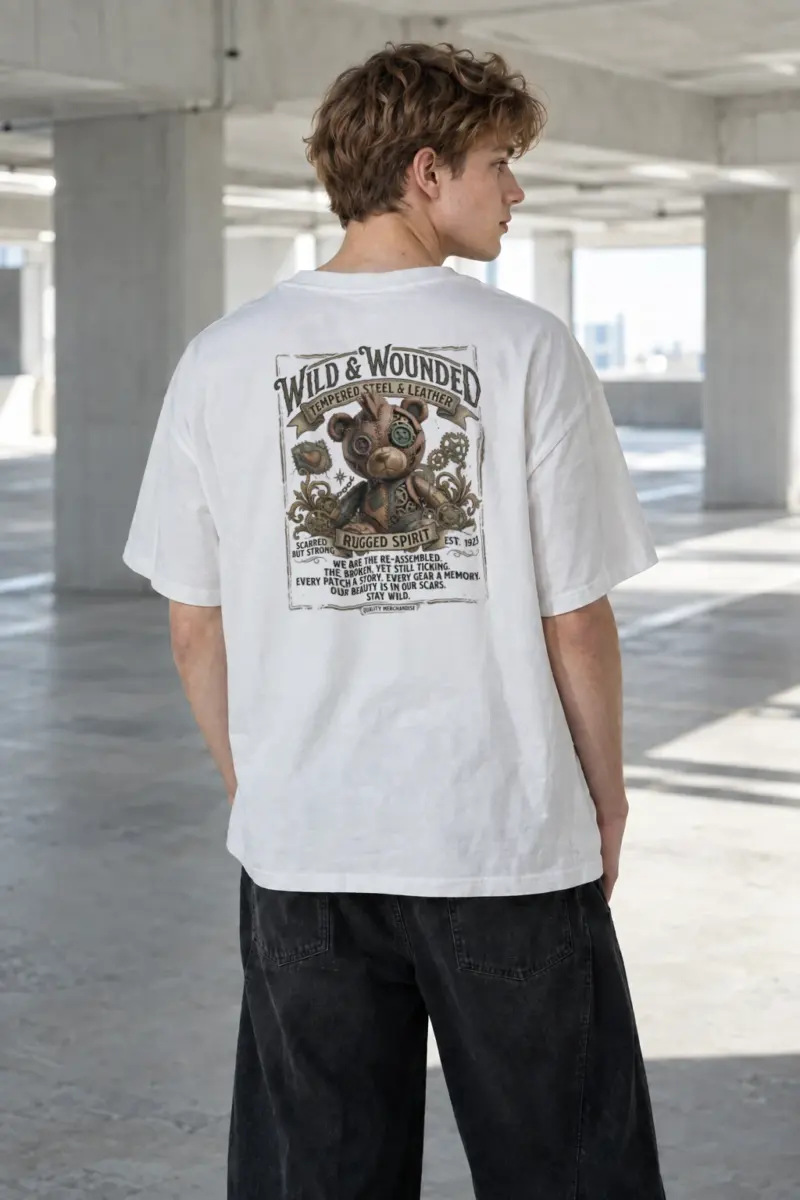 "Stay Wild" Men's Oversized Heavyweight Crewneck T-Shirt | Shaka Wear SHMHSS