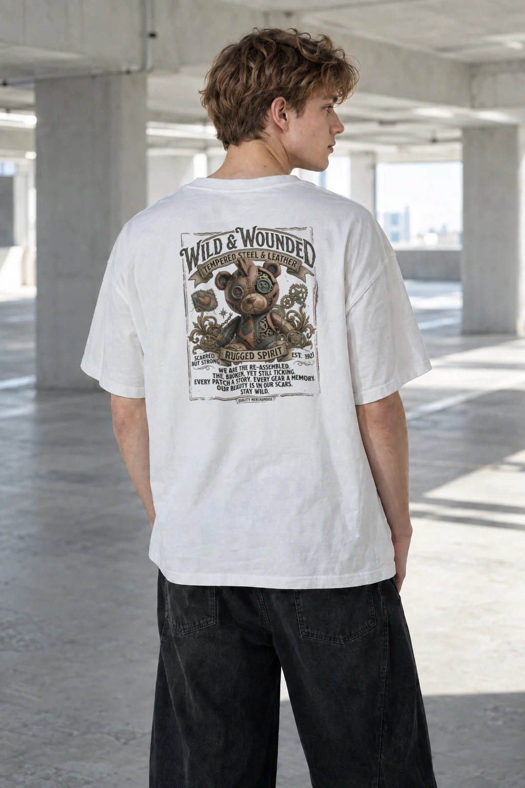 "Stay Wild" Men's Oversized Heavyweight Crewneck T-Shirt | Shaka Wear SHMHSS