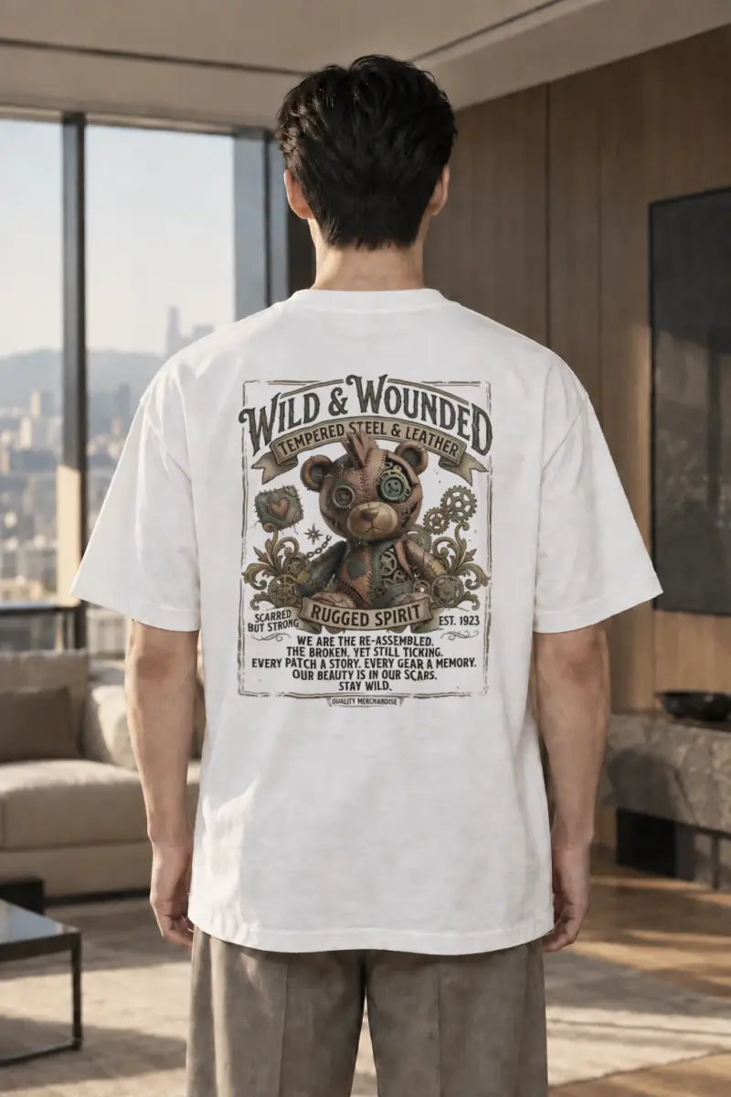 "Stay Wild" Men's Oversized Heavyweight Crewneck T-Shirt | Shaka Wear SHMHSS