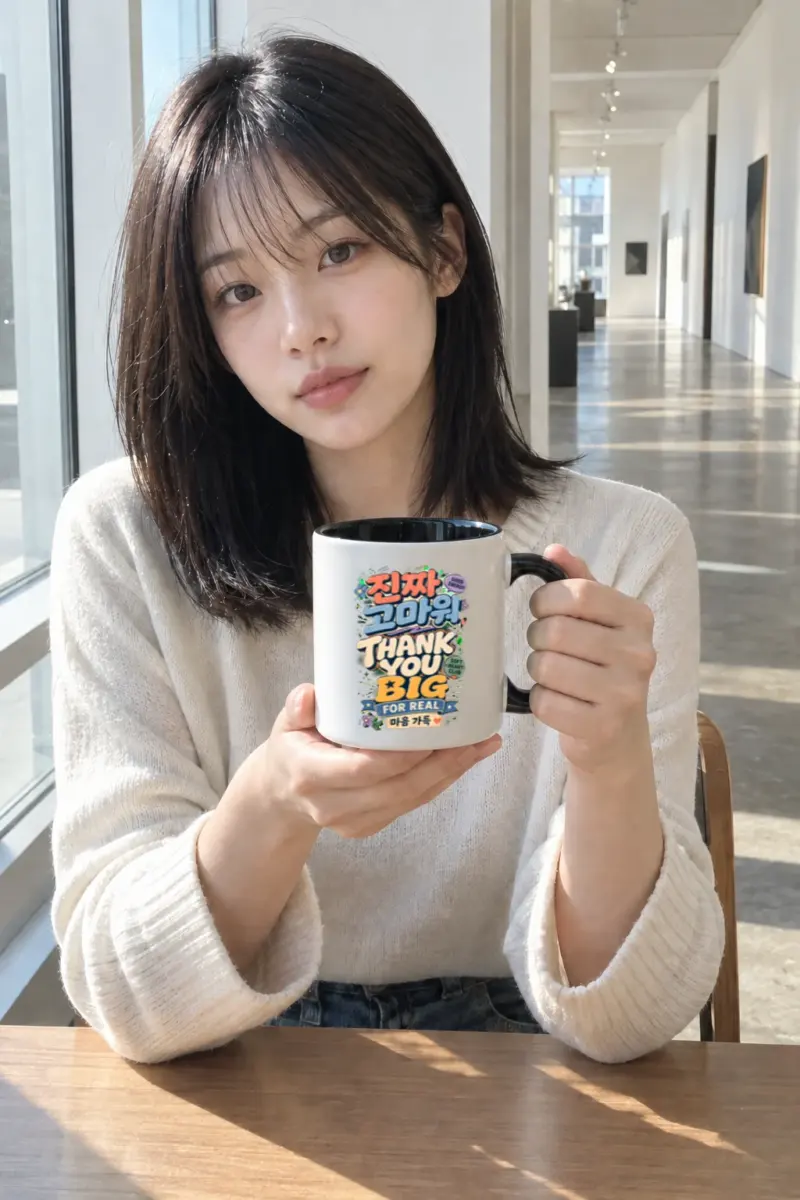 "Thank you big for real" White 11oz Ceramic Mug with Color Inside