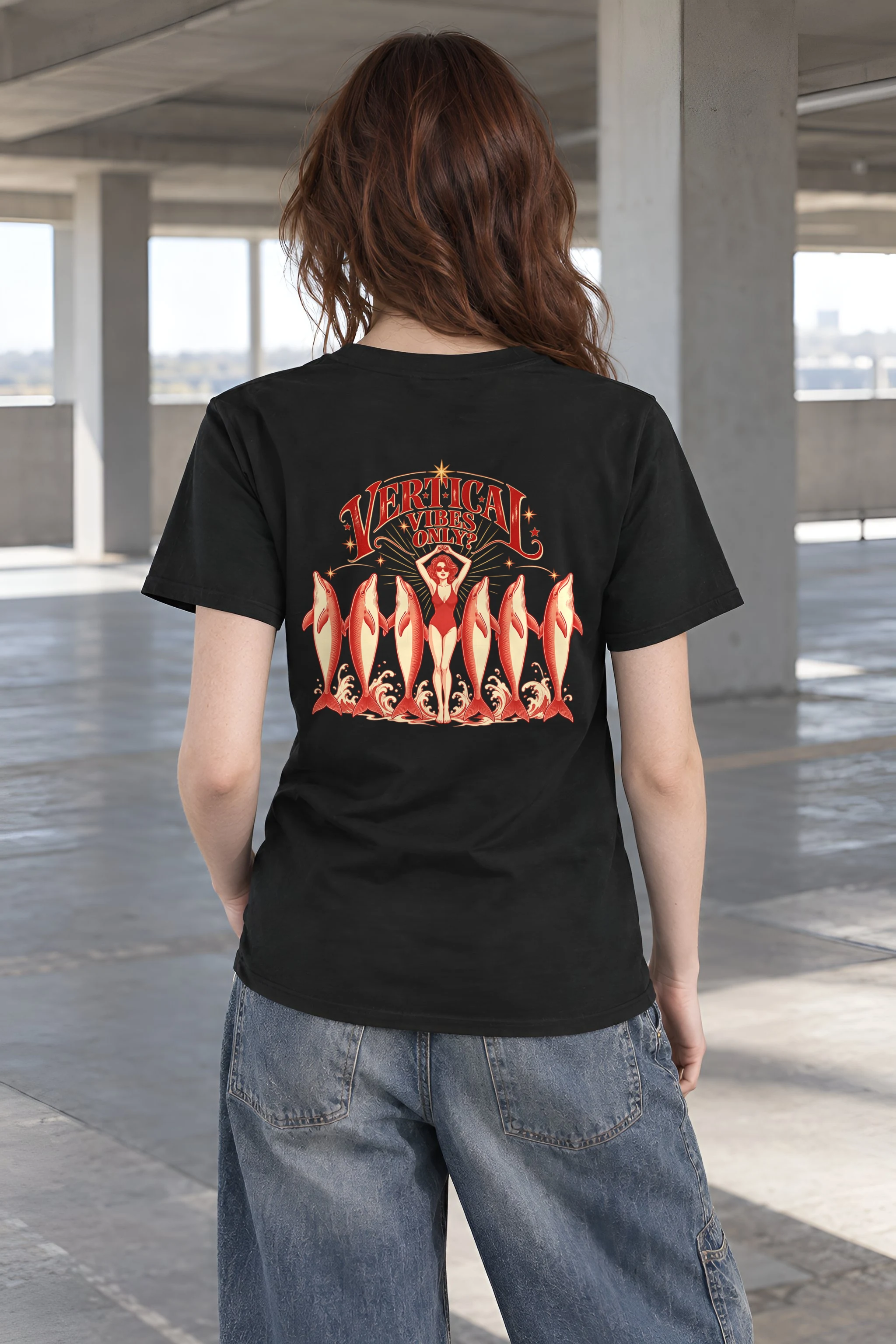 "Vertical Vibes Only" Heavyweight Unisex Crewneck T-shirt