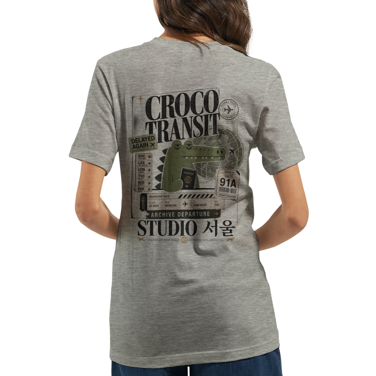 "Croco transit" Premium Unisex Crewneck T-shirt | Bella + Canvas 3001
