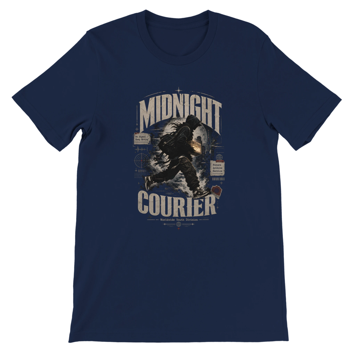 "Midnight courier" Premium Unisex Crewneck T-shirt | Bella + Canvas 3001