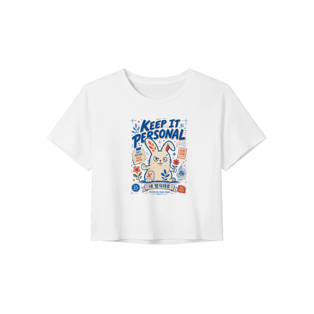 "Keep it personal" Women’s Crop Tee | Bella+Canvas 8882 Dusty Blue