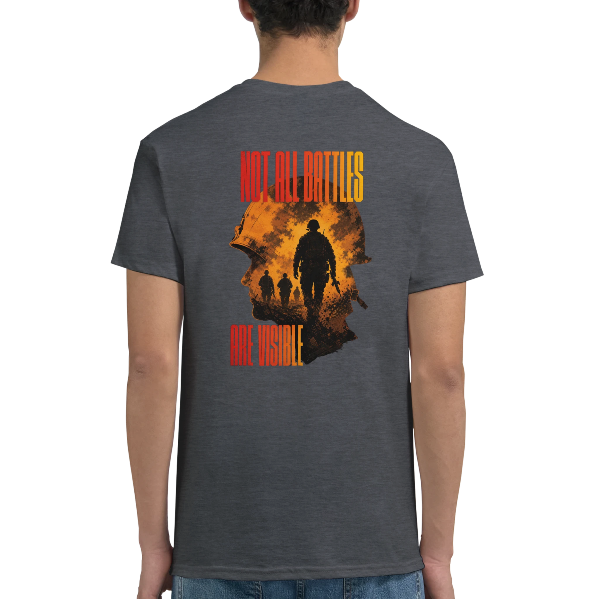 "Not all battles are visible" Heavyweight Unisex Crewneck T-shirt | Gildan® 5000